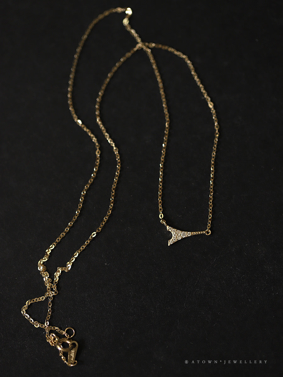 Eiffel Tower Pave Diamond Necklace In Gold