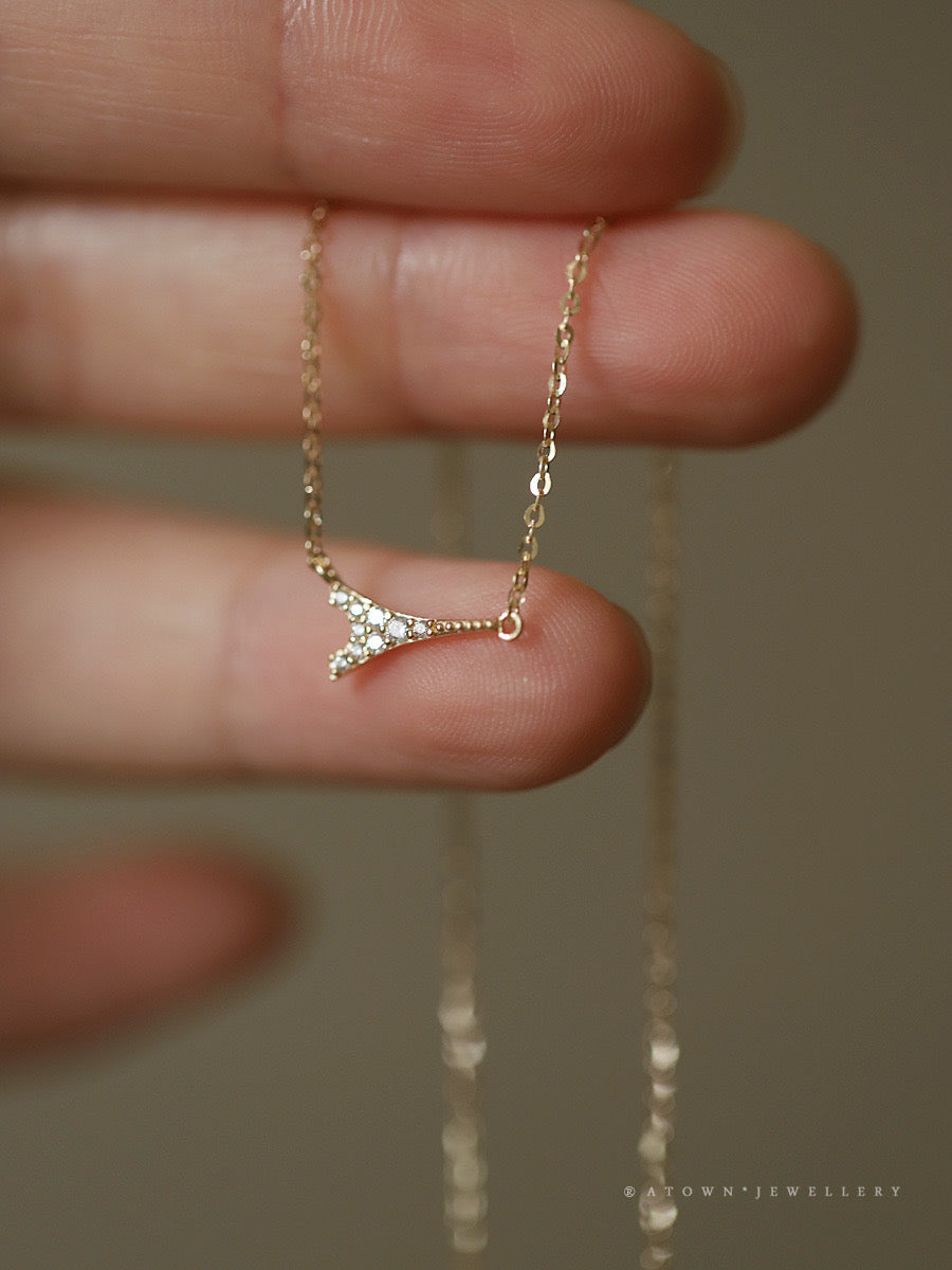 Eiffel Tower Pave Diamond Necklace In Gold