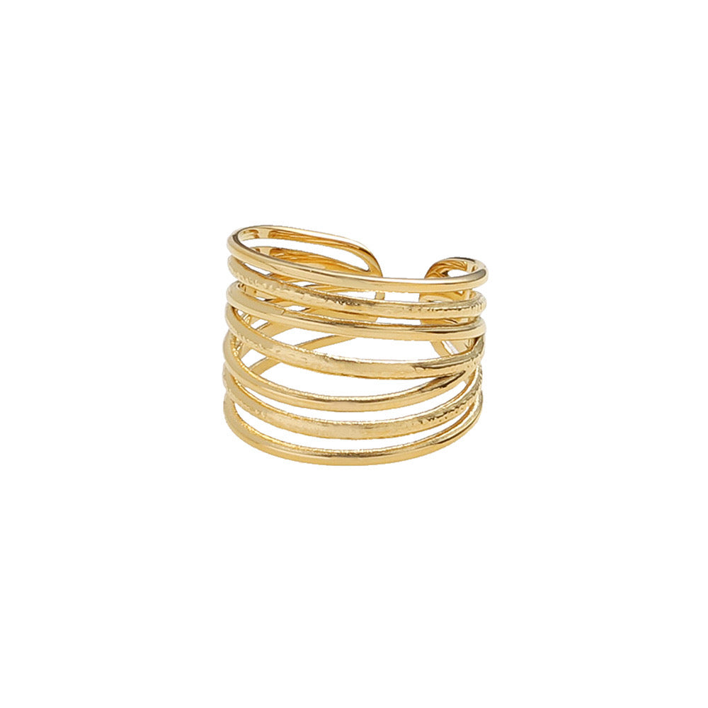 Thread Layered Open Ring In Gold