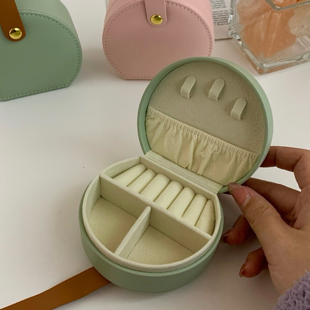 Baby Pink Green Jewelry Box Holder Travel Case