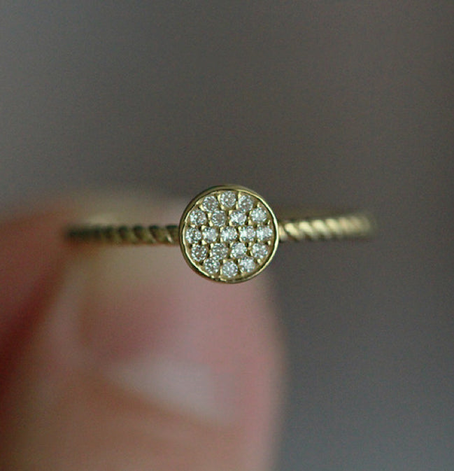 Pave Diamond Signet Ring In 9k Solid Gold