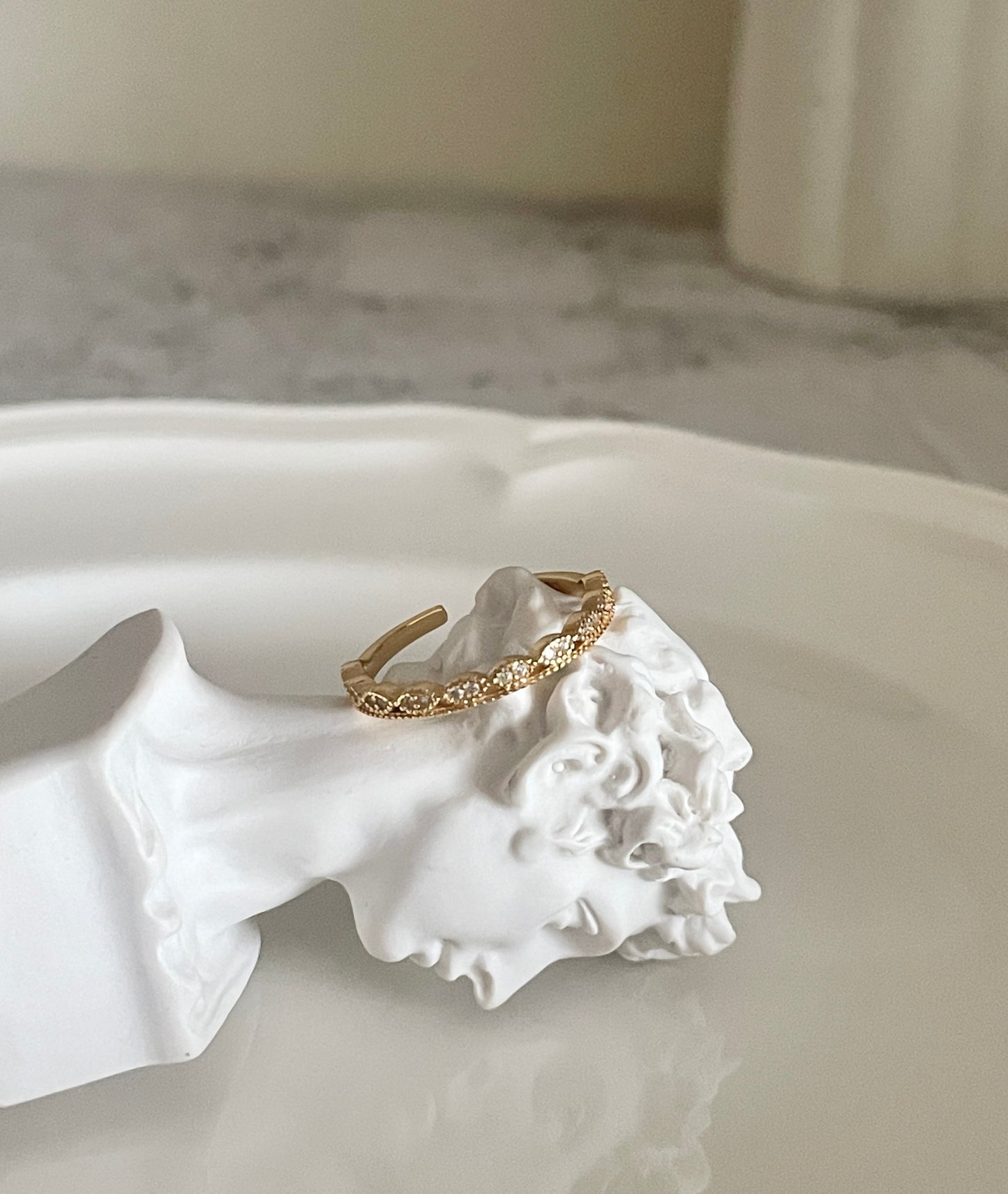 Marquise Pave Stone Open Ring in Gold