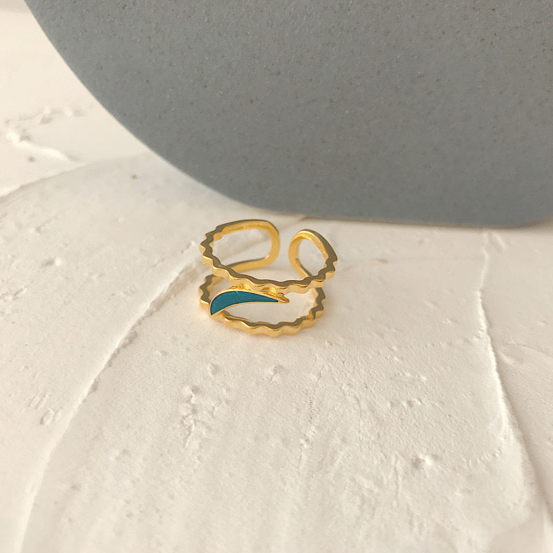 Blue Moon Parallel Open Ring In Gold