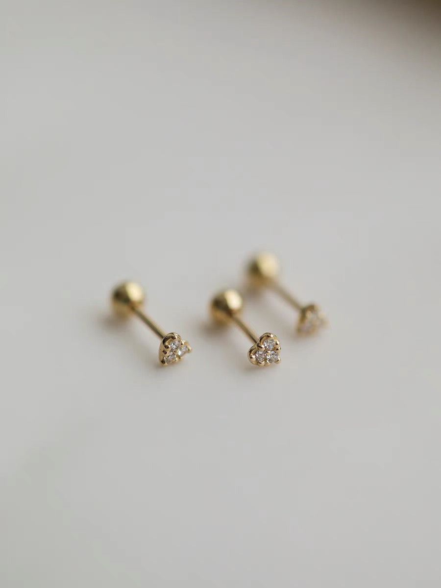 Heart Pave Topaz Stud Barbell Earrings In 9k Solid Gold