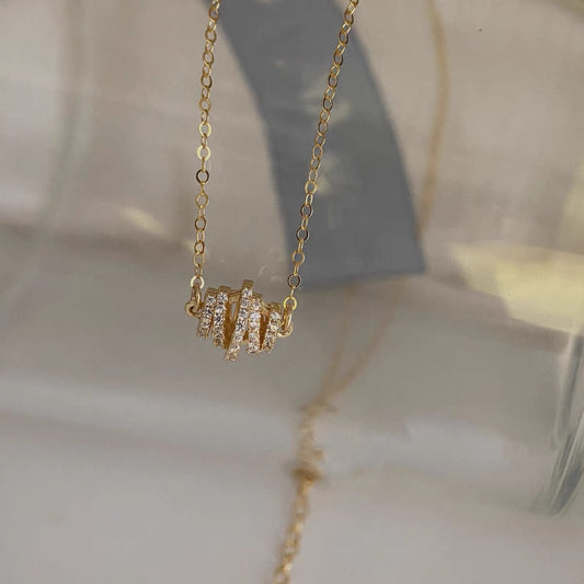 Croissant Pave Diamond Necklace In Gold