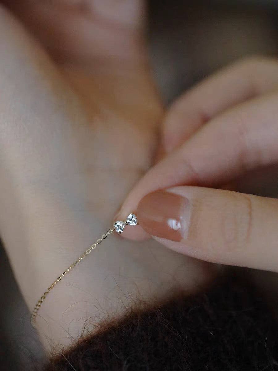 Bow Detailed Dainty Bracelet In 14k Solid Gold