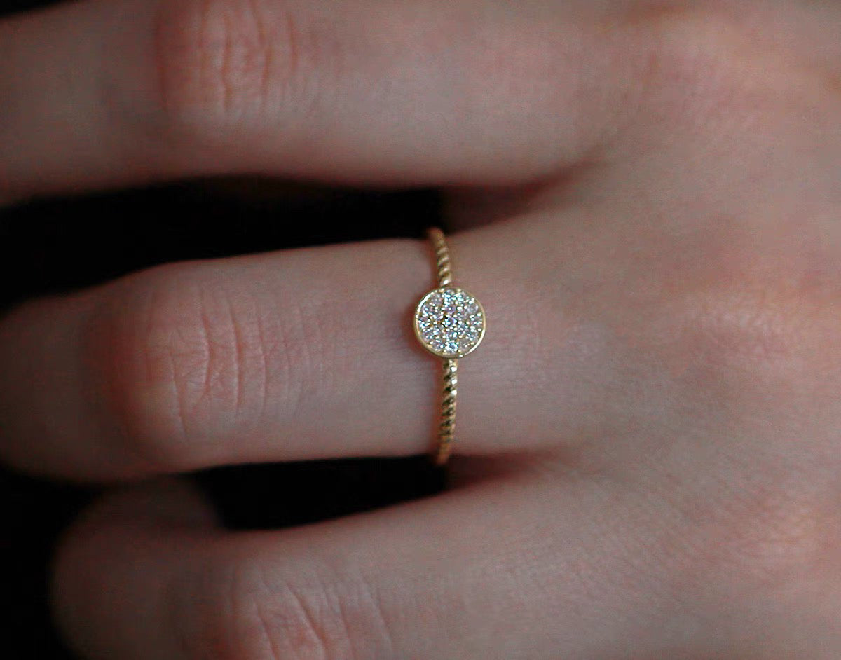 Pave Diamond Signet Ring In 9k Solid Gold