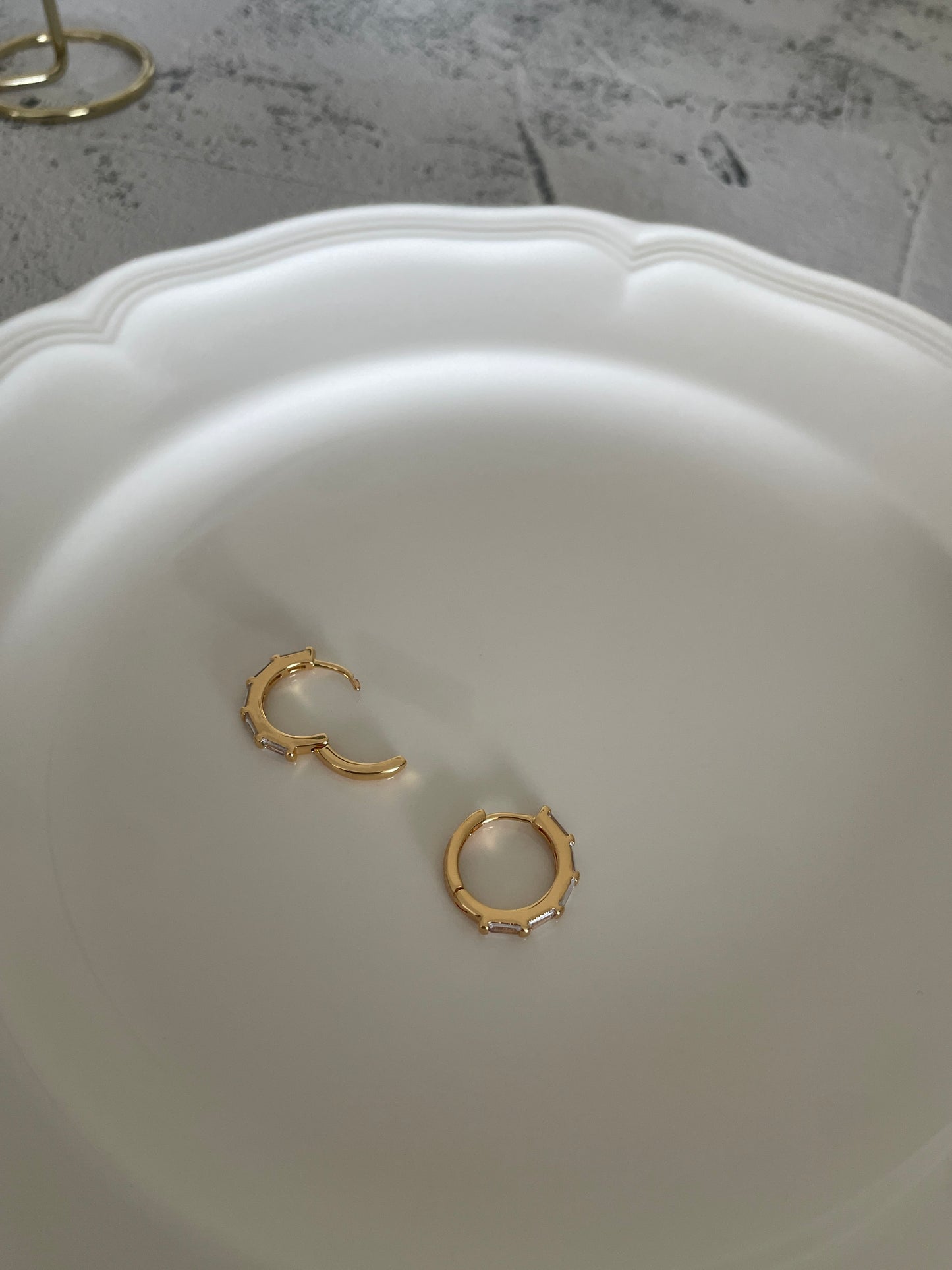 Baguette Gem Hoop Earrings In Gold