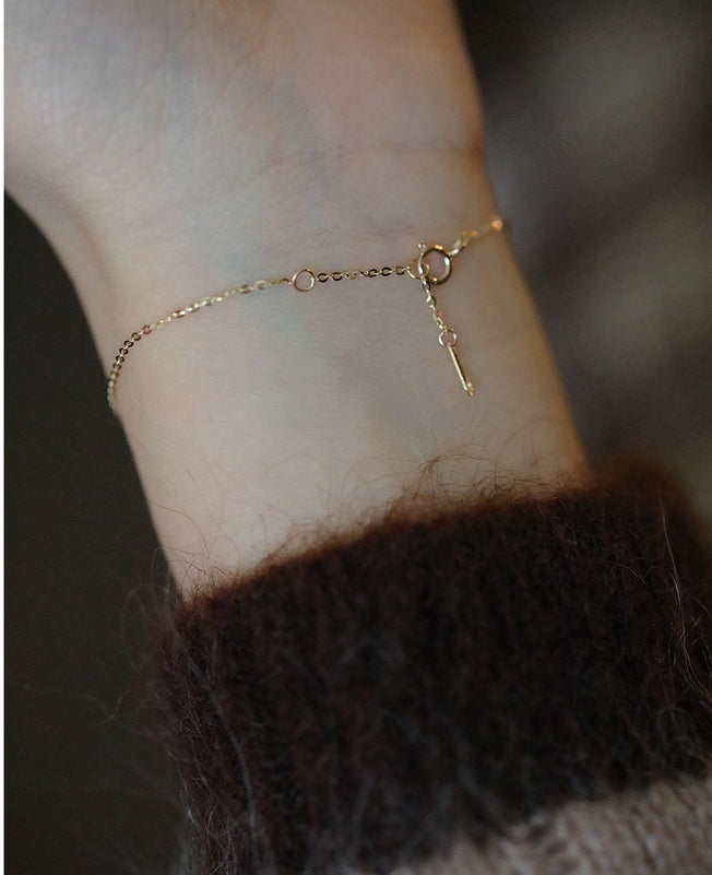 Bow Detailed Dainty Bracelet In 14k Solid Gold