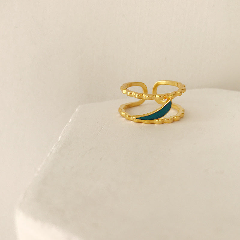 Blue Moon Parallel Open Ring In Gold