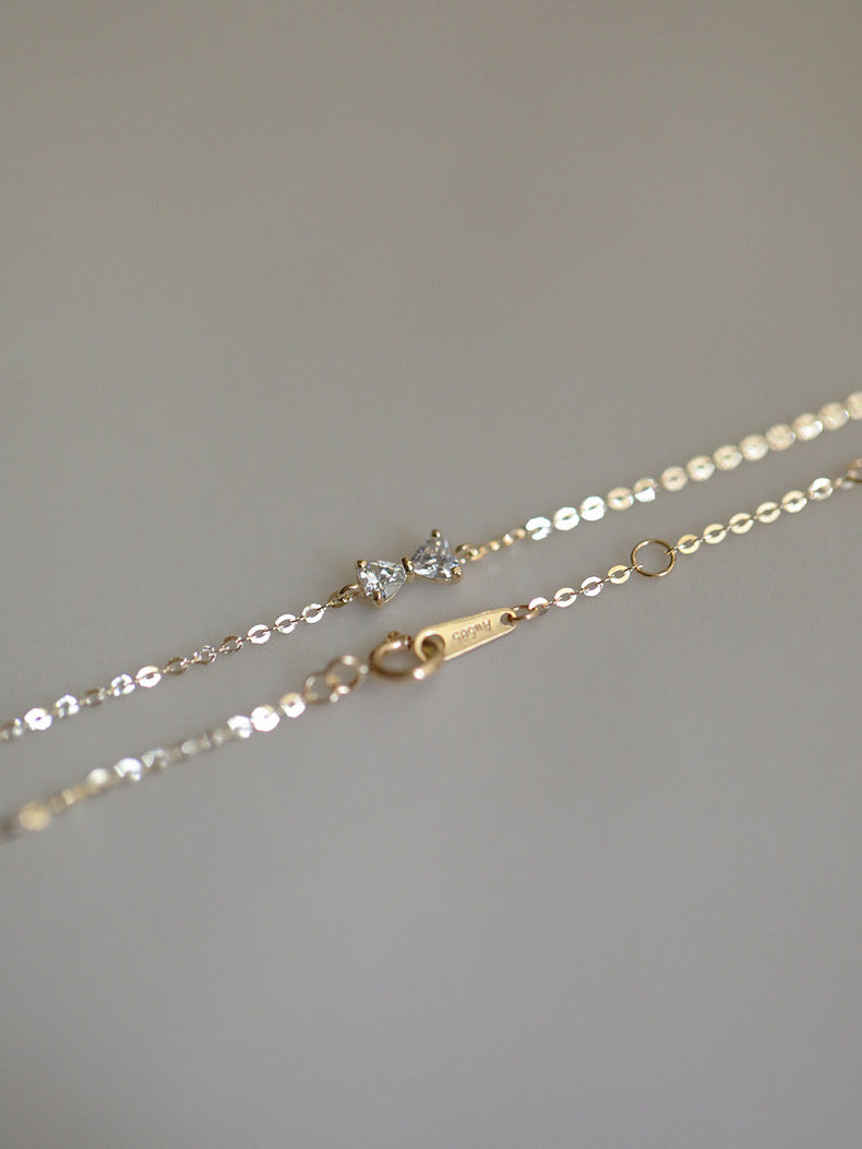 Bow Detailed Dainty Bracelet In 14k Solid Gold