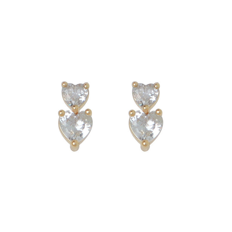 Duo Heart Stud Earrings In Gold