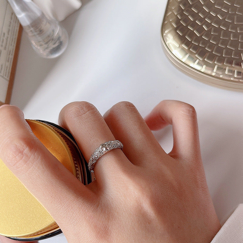 Lava Heart Open Ring In Silver