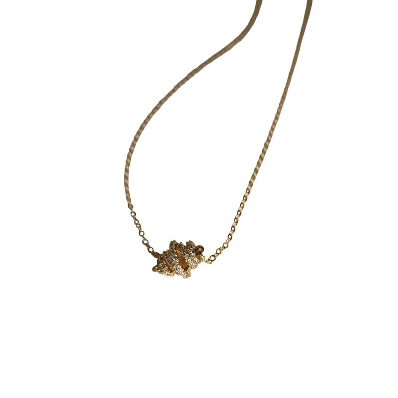 Croissant Pave Diamond Necklace In Gold