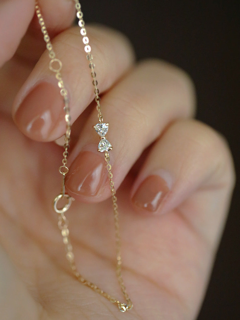 Bow Detailed Dainty Bracelet In 14k Solid Gold