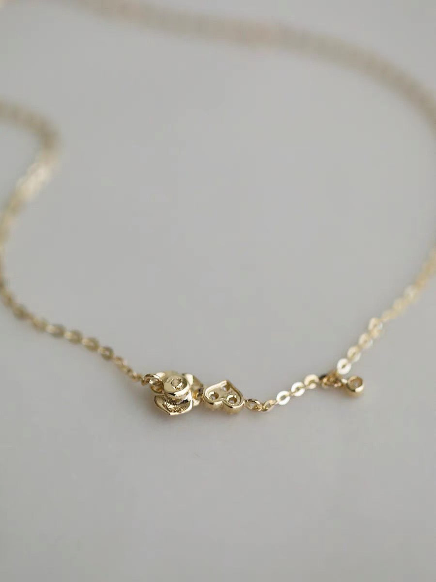 Rose Heart Bracelet In 14k Solid Gold