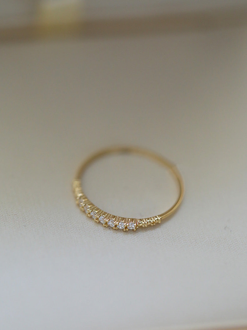 Pave Topaz Slim Ring In 14k Solid Gold