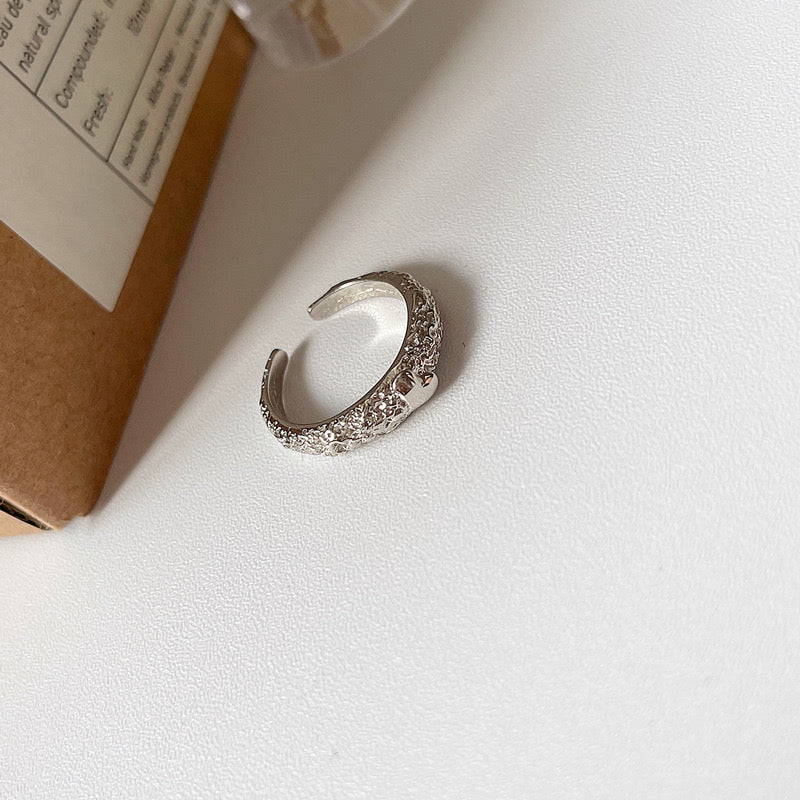 Lava Heart Open Ring In Silver