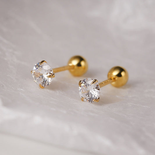 Solo Stone Barbell Stud Earrings In Gold