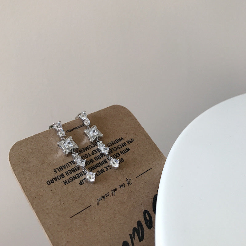 Channel Dangle Drop Earrings In Silver