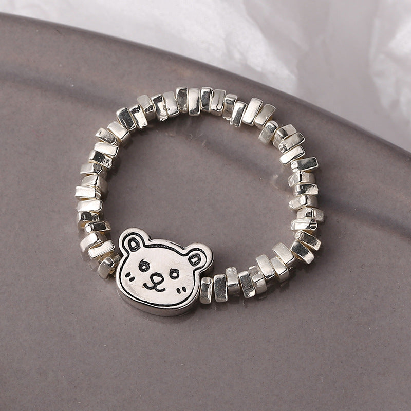 Mondayfree Jewelry Teddy bear ring in silver