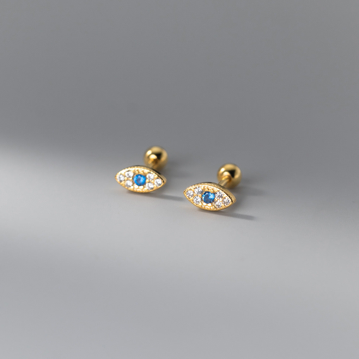 Evil Eye Little Stud Barbell Earrings