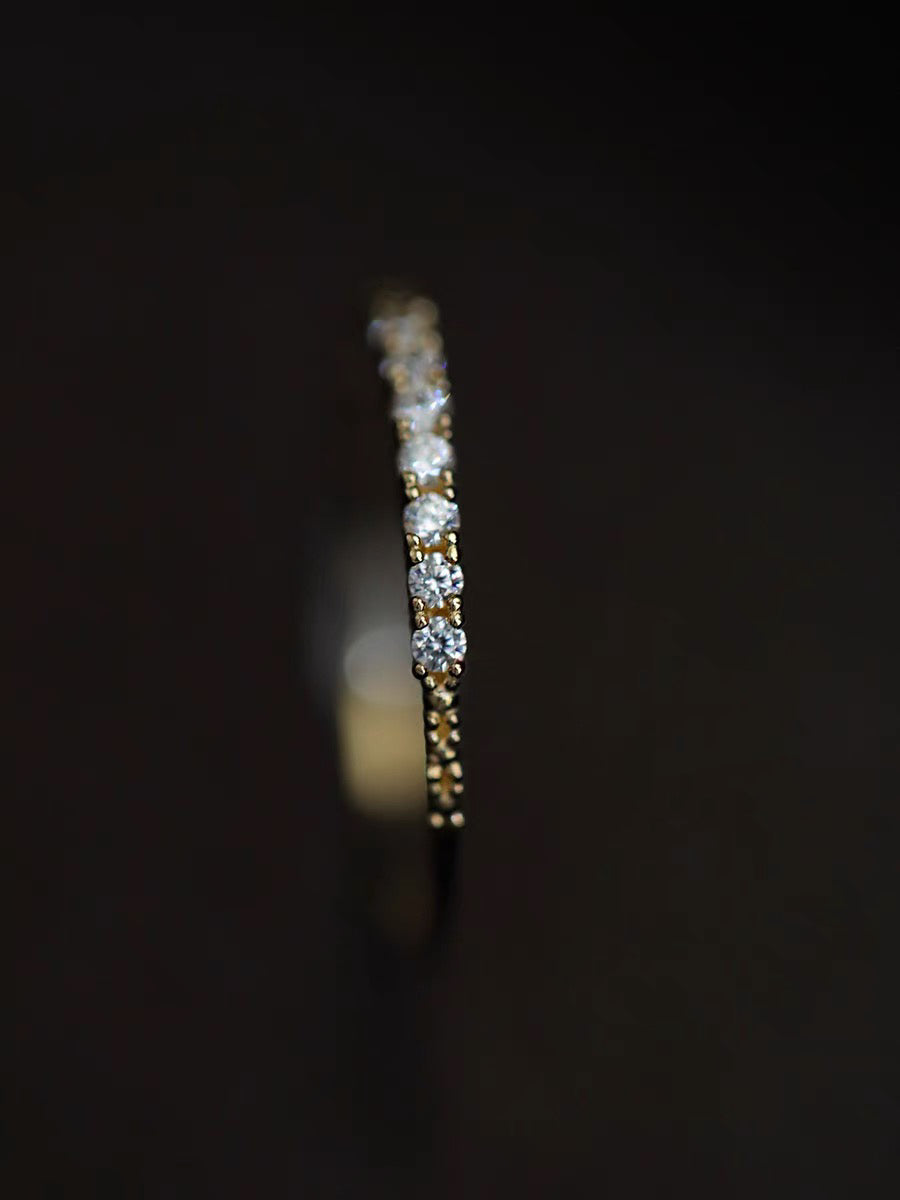 Pave Topaz Slim Ring In 14k Solid Gold