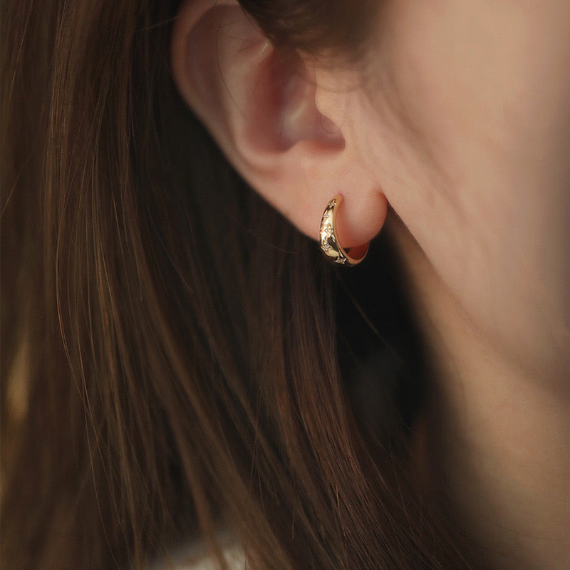 Night Sky Gypsy Dome Hoop Earrings In Gold