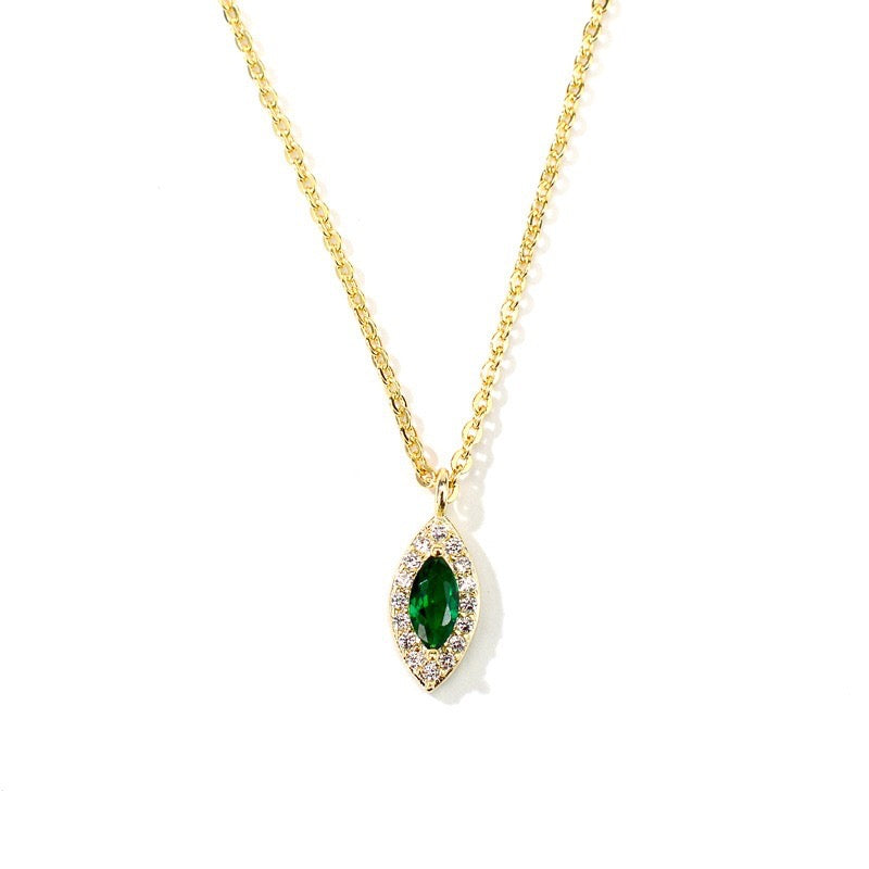 Emerald Marquise Pendant Necklace In Gold