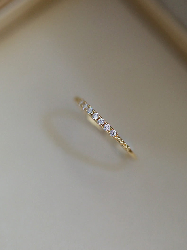 Pave Topaz Slim Ring In 14k Solid Gold