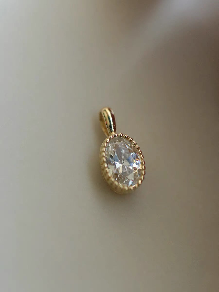 Oval Topaz Necklace Pendant Charm In 9k Solid Gold