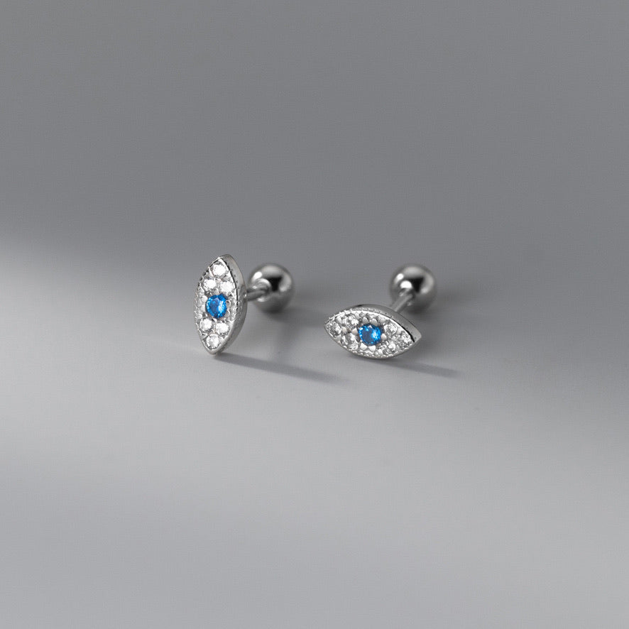 Evil Eye Little Stud Barbell Earrings