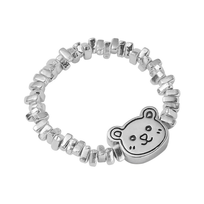 Mondayfree Jewelry Teddy bear ring in silver