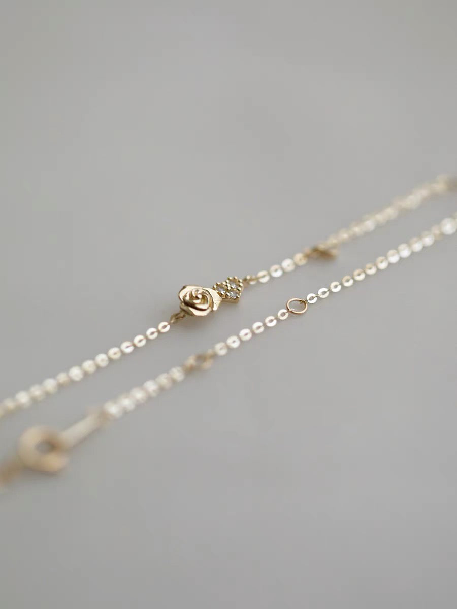 Rose Heart Bracelet In 14k Solid Gold