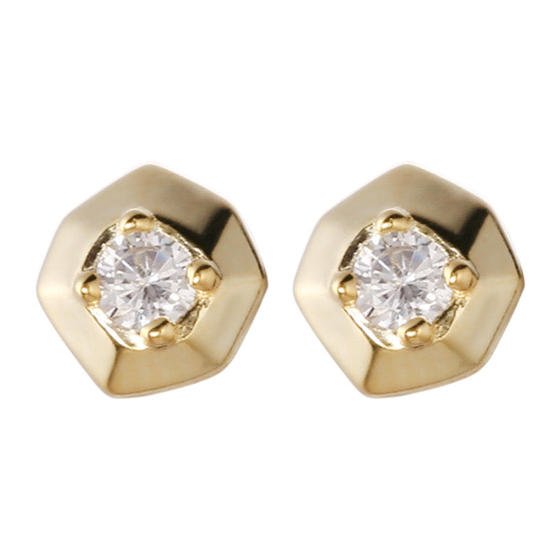 Mondayfree Jewelry Single Stone classic stud earrings in gold